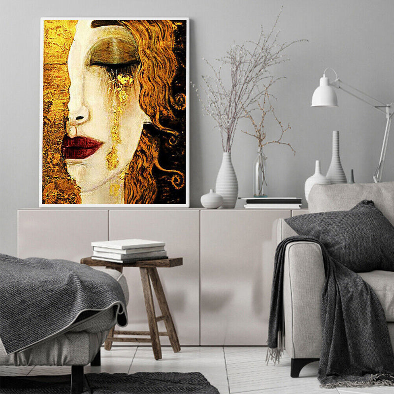 Golden Tears Oil Paint By Numbers Kits Canvas Picture Wall Art DIY Craft Color