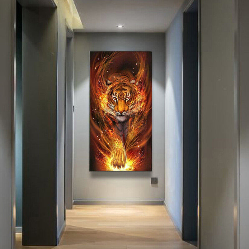 Flame Animal Oil Paint By Numbers Kits Canvas Picture DIY Wall Art Craft Sets