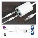 Stereo 1 Male To 2 Female 3.5mm Headphone Y Splitter White Audio Cable