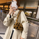 Retro Women Polka Dot Printing Plush Underarm Bag Winter Handbags (Coffee)