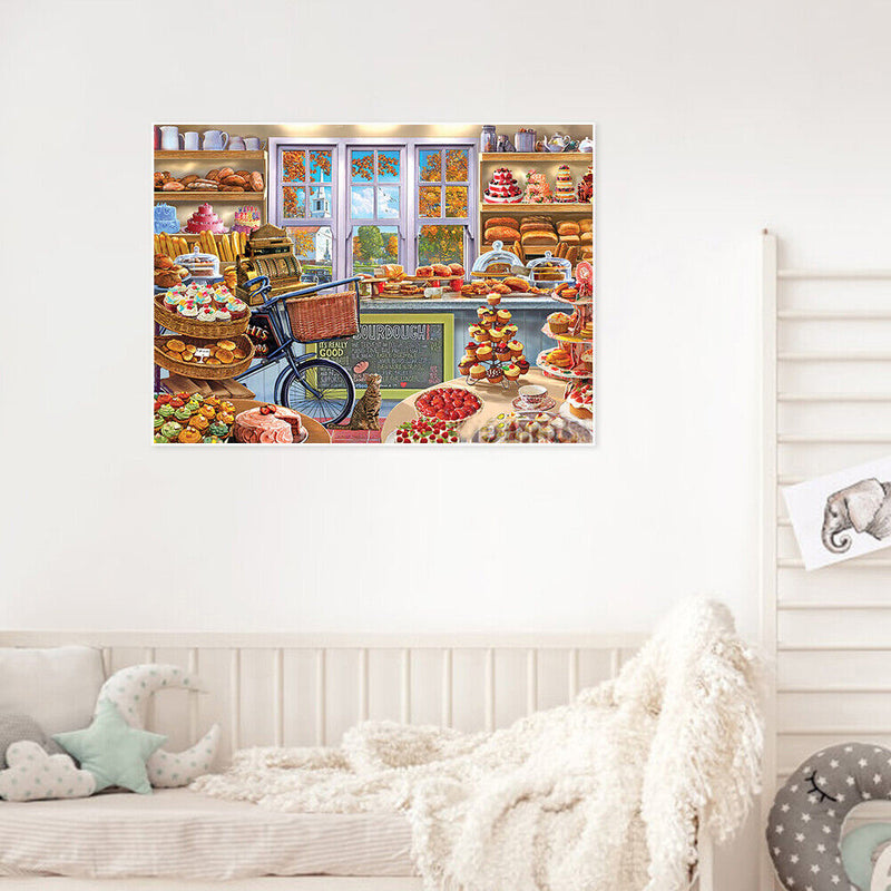 Diamond Drill Painting Kit 5D DIY Round Full Rhinestone Warm Desserts Shop Craft