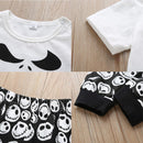 2pcs/set Baby Boys O-neck Halloween Cute Print Short Sleeve Tops+Pants Suits