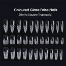 Trapezoid Square Stiletto Coloured Glaze Design False Tips Press on Nails