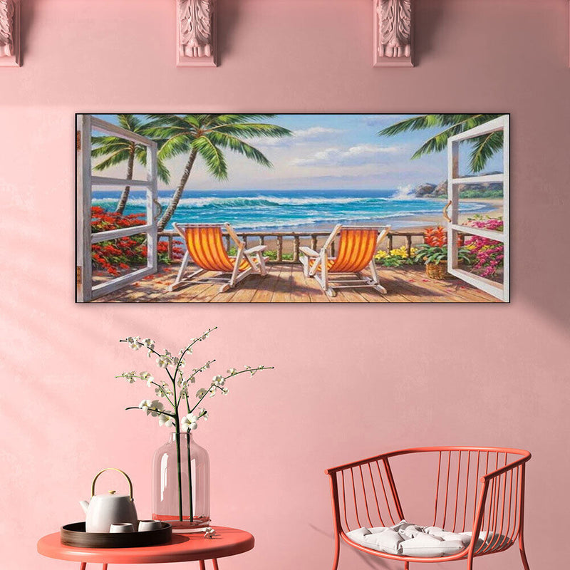 Balcony Sea View Oil Paint By Numbers Kits DIY Landscape Decoration Unframed
