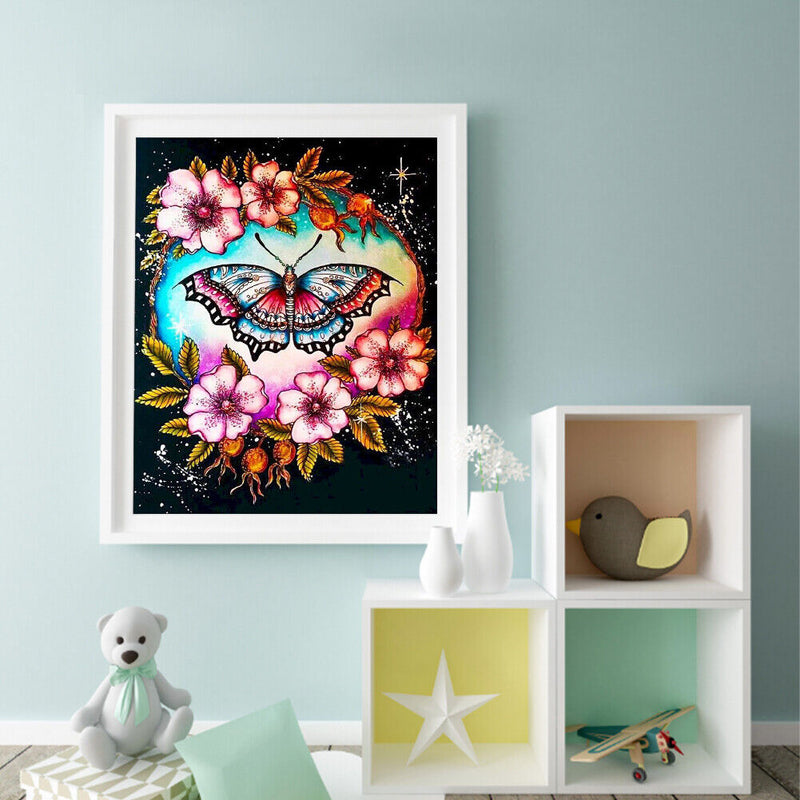 Flower Butterflies Oil Paint By Numbers Kit DIY Acrylic Painting on Canvas Set