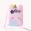 Fashion Children Cartoon Print Plush Coin Purse Fluffy Phone Messenger Bags