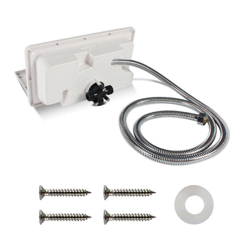 Adjustable Camper RV External Exterior Shower Box Kit with Lock (White)