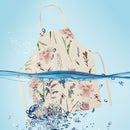 Fresh Flower Printed Linen Apron Kitchen Waterproof Bibs Pinafore (82x68cm)