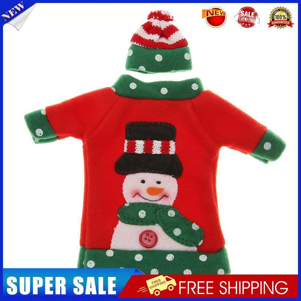 Christmas Wine Bottle Cover Champagne Bottle Decorative Hat Set (Snowman)