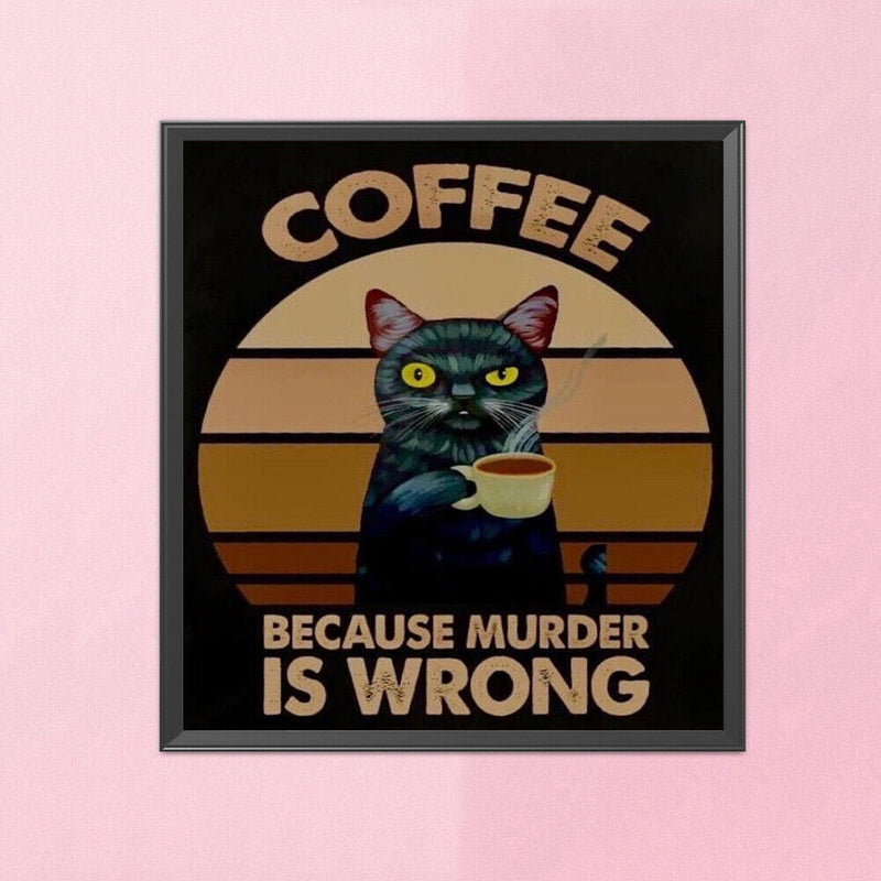 Full Cross Stitch 11CT Coffee Cat Stamped Embroidery DIY Needlework Handmade Kit