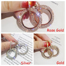 Geometric Rhinestone Hoop Dangle Flicker Bright Earrings Double Round Circle