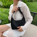 Fashion Women PU Leather Underarm Bag Casual Solid Color Hobos Chain Small Purse