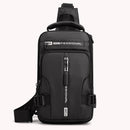 Fashion Men Crossbody Bags USB Charging Port Messenger Pouch Zipper Sports Purse