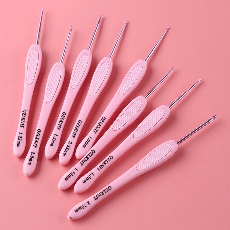 8pcs ABS Handle Knitting Needles Aluminum Crochet Hooks Set 1-2.75mm for Weaving