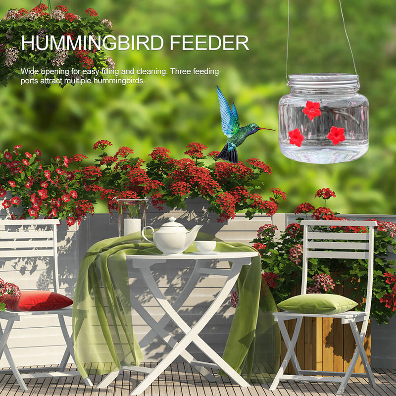 Bird Feeder Hanging Mason Jar Hummingbird Feeder for Patio Garden (Clear)