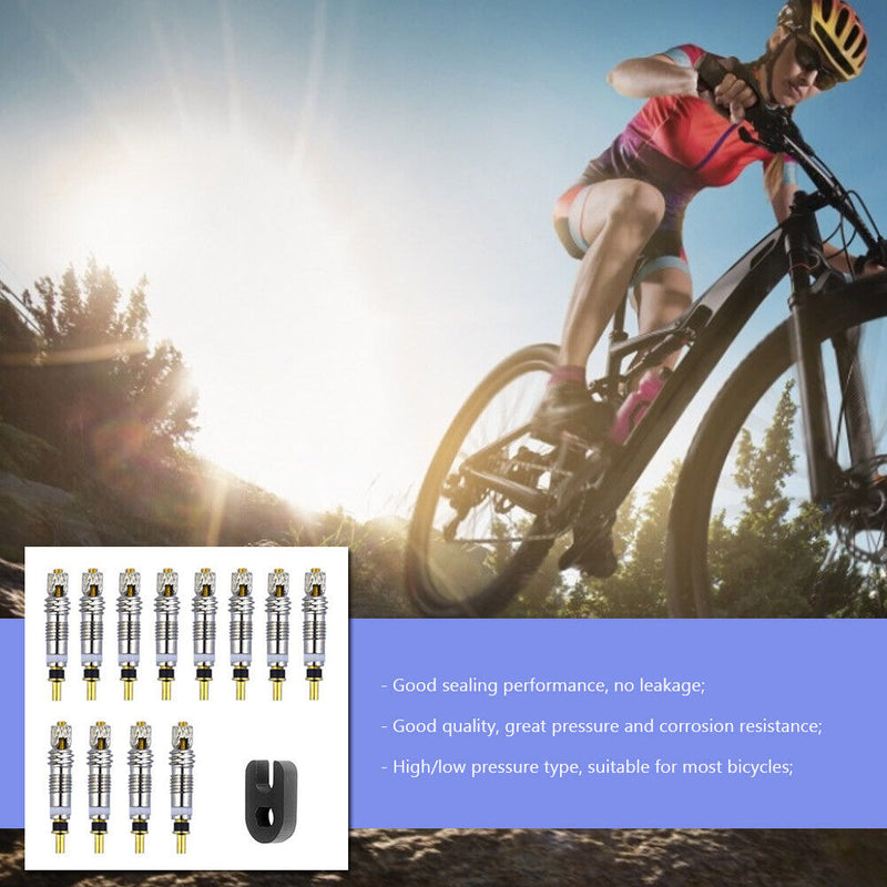 2/6/12pcs Replacement Brass Presta Valve Cores + Remover for Mountain Road
