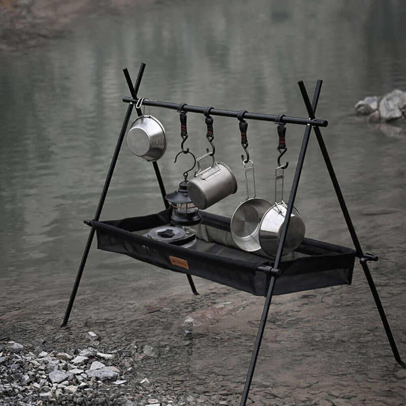 #A ShineTrip Camping Hanging Rack Tripod Pot Pan Hanger Stand for Outdoor Picnic