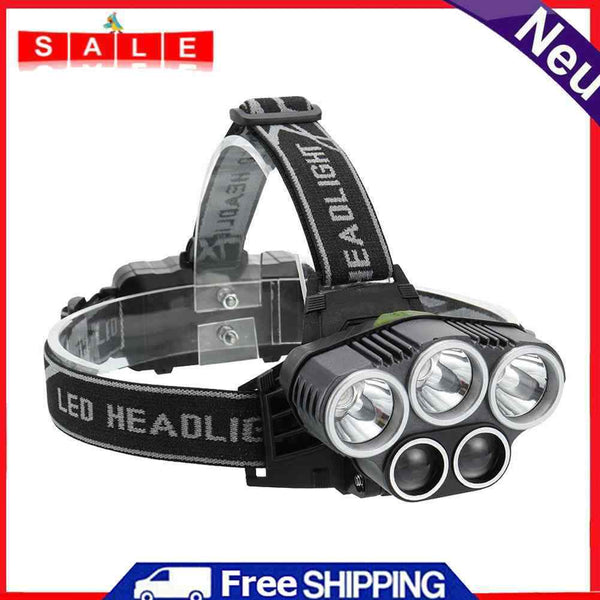 2x XPE+3x T6 LED Head Lamp 1500LM Waterproof Headlight Glare Torch Flashlight