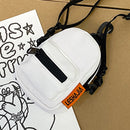 Nylon Crossbody Bag Men Women Street Hip Hop Zip Small Phone Packs (White)