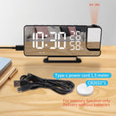 Digital Electric Radio Alarm Clock Desk Projector Mirror Time Snooze Clock Decor