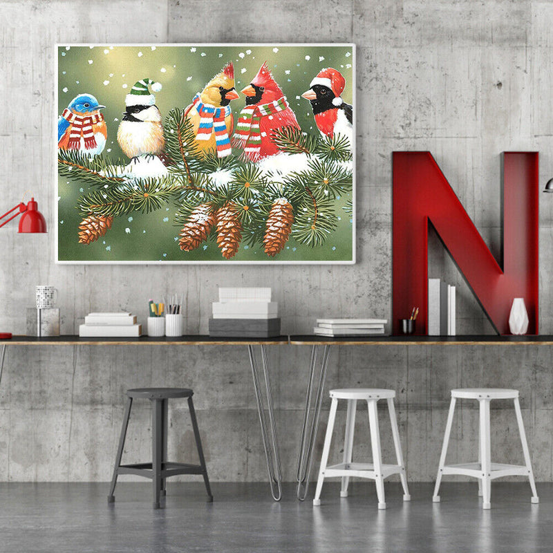 Snow Bird Oil Paint by Numbers Hand Painted Frameless Picture Home Ornament Kit