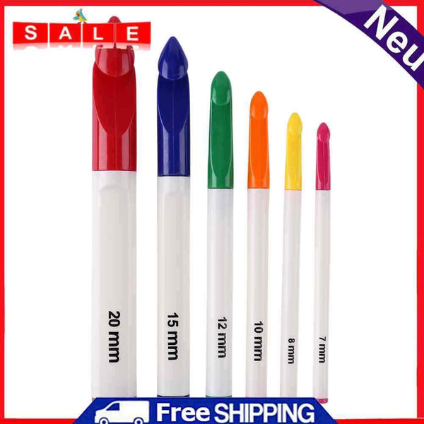 6pcs Knitting Needles Aluminum Crochet Hook for Weaving Sewing Braid DIY 7-20mm