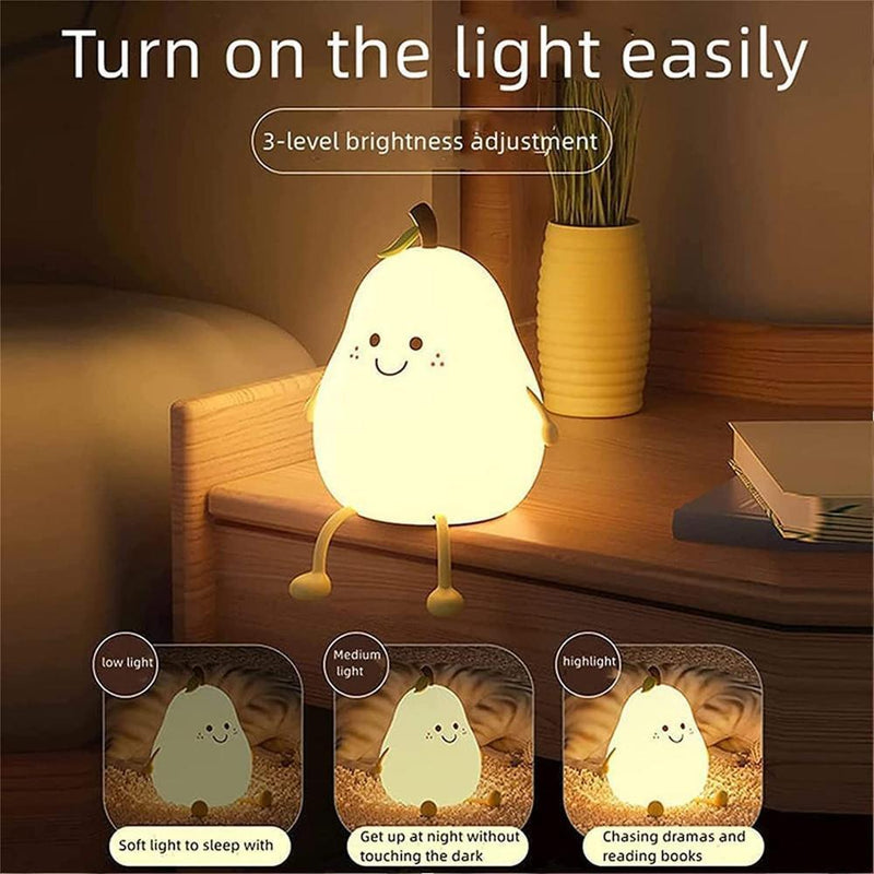 with Timer Switchable Multiple Colors Silicone Pear Cute Soft Night Light