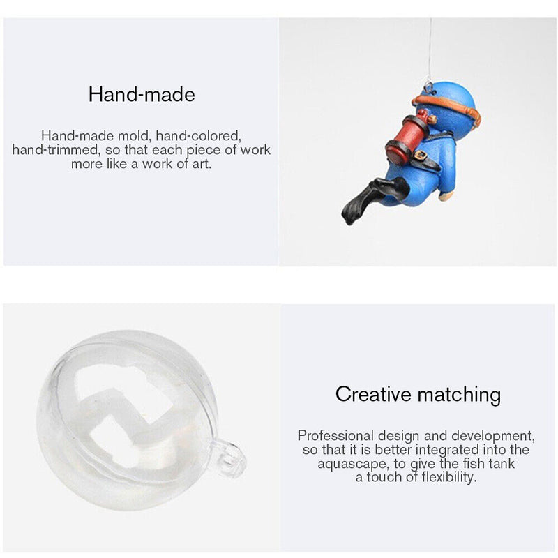 Diver Fish Tank Underwater Ornaments Aquarium Landscape Decoration (Blue) Newly