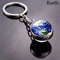 Unique Glass Dome Galaxy Ball Planet Keyring Solar System Keychain Double Sided