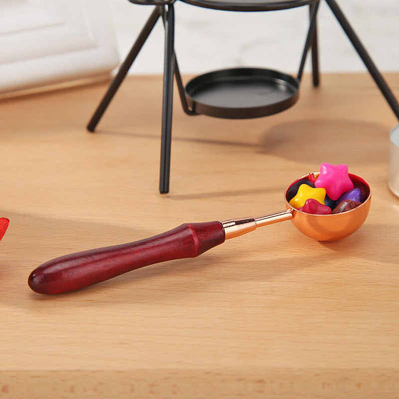 Wax Sealing Melting Spoon Retro Wooden Handle Spoon for Wax Seal Stamp Craft