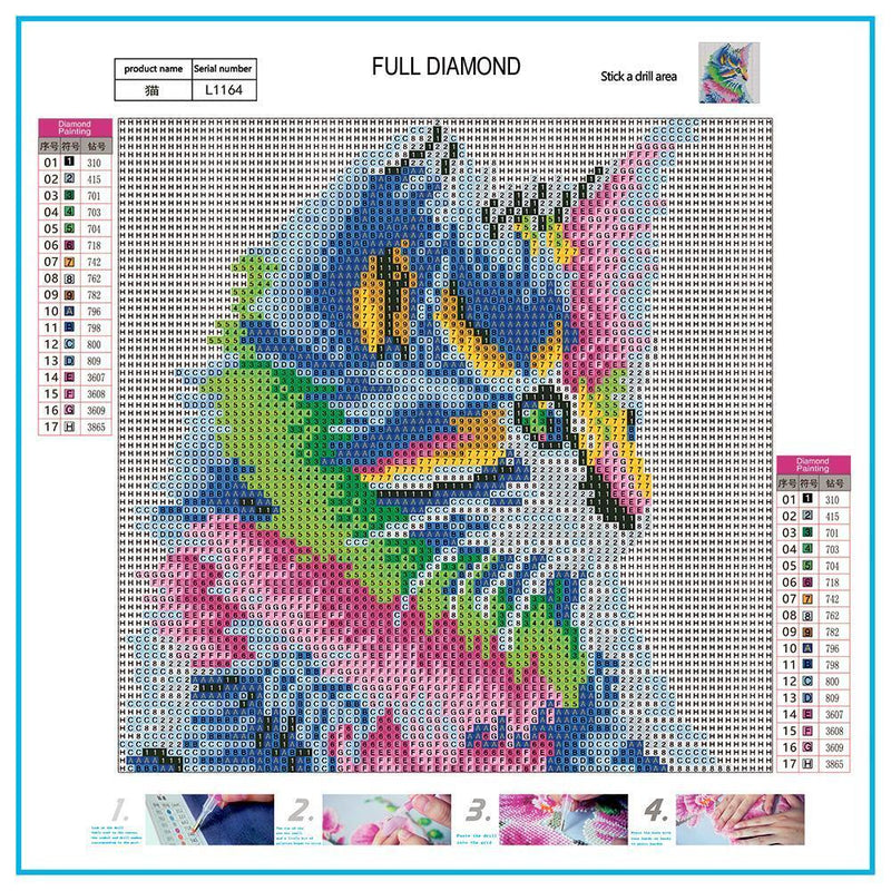 5D DIY Full Drill Diamond Painting Colorful Kitten Cross Stitch Embroidery Newly