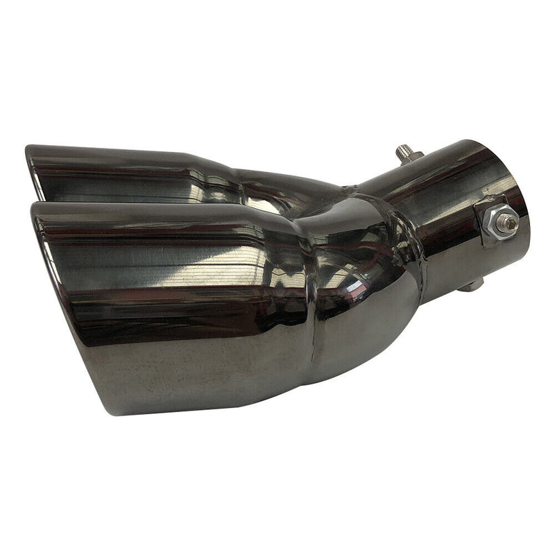 Car Bent Dual Exhaust Muffler Tip Bolt-on Slant Cut Black Titanium (63mm) Newly