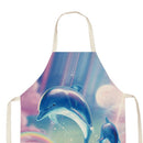 Kitchen Linen Apron Dolphin Diving Painted Dinner Party Cooking Pinafore