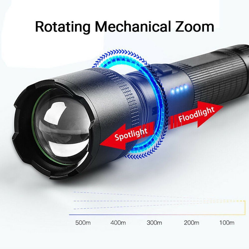 Super Bright Zoom Flashlight Powerful Flashlight Dual Switch Torch Camping Lamp