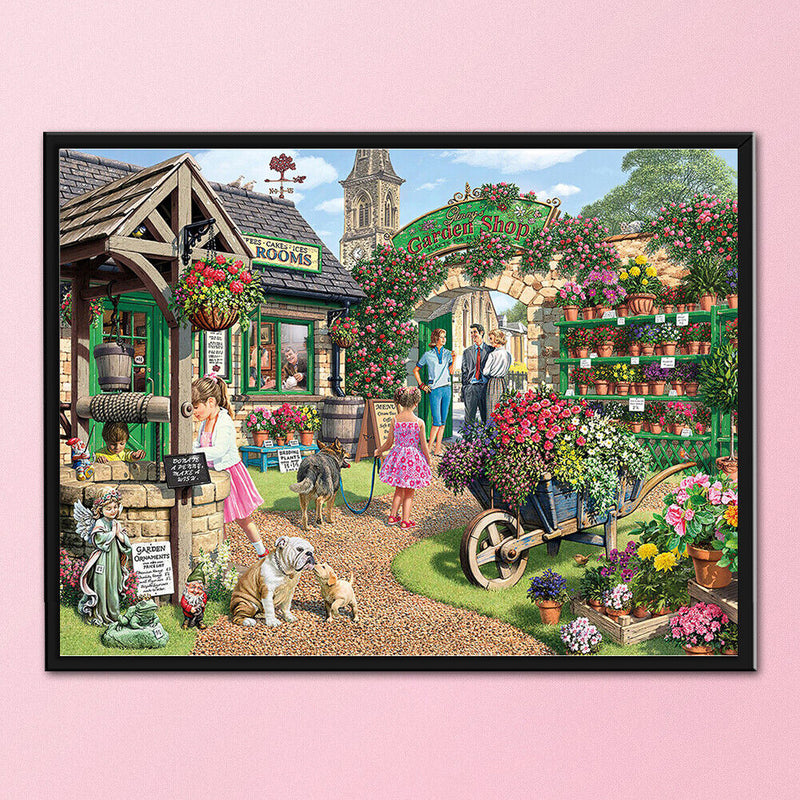 Full Embroidery Kits Flower Shop 11CT Stamped Needlework Home Decoration Art
