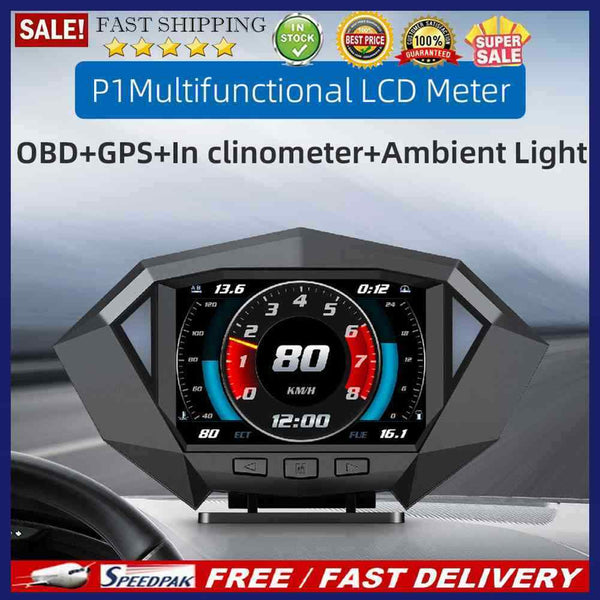 P1 Car HUD Head Up Display Multifunctional On-board Computer Over Speeding Alarm