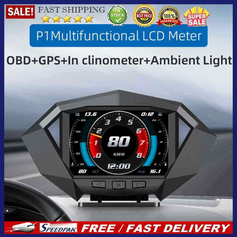 P1 Car HUD Head Up Display Multifunctional On-board Computer Over Speeding Alarm