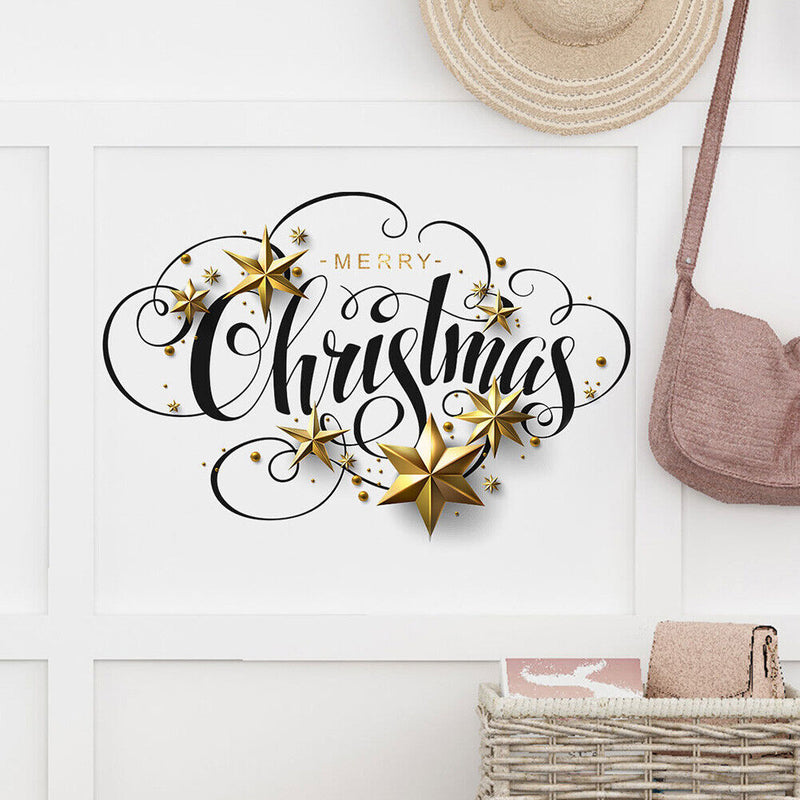 Merry Christmas Self-Adhesive Wall Stickers PVC Removable Background Wall Decals