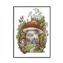 Partial Cross Stitch 14CT Mushroom House Counted Embroidery DIY Cotton Thread