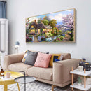 DIY Full Round Diamond Painting Garden Cottage Picture Rhinestone Handwork