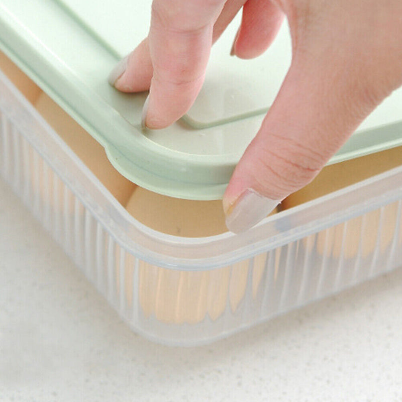24 Grid Egg Storage Box Refrigerator Dumplings Egg Holder (Light Green) Newly