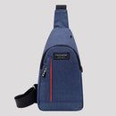 Retro Men Patchwork Travel Crossbody Chest Bag Casual Large Handbag (Blue)