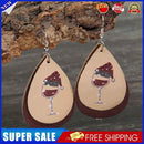Classic Wine Glass Christmas Hat Drop Earrings Women Leather Ear Dangles Jewelry