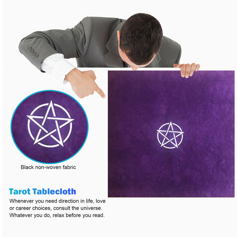 2x Velvet Pentagram Altar Tarots Tablecloth with Bags Divination Astrology To