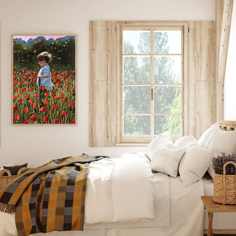 Flower Shrubs Boy Oil Paint By Numbers Kit DIY Frameless Drawing for Adults