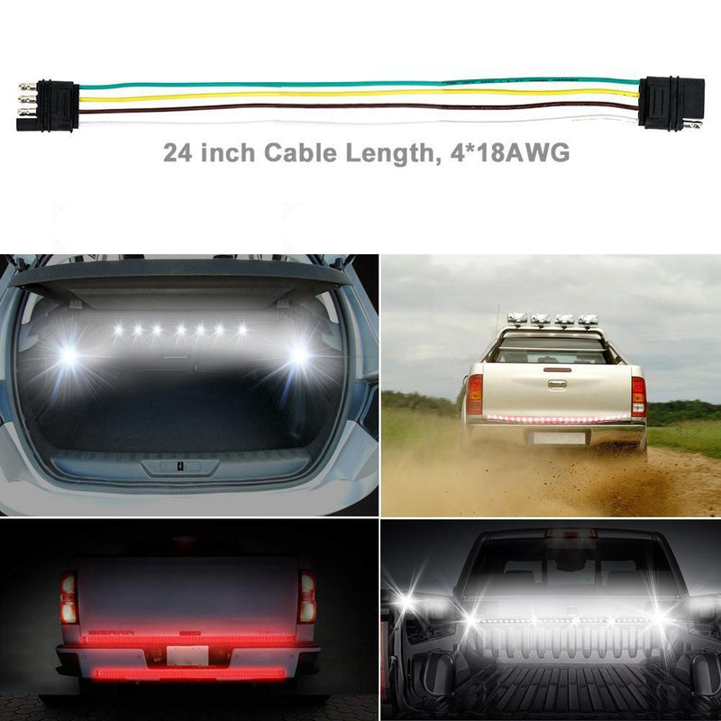 Tirol 2ft Trailer Light Wiring Harness 4 Way Flat 18 AWG Wire Connectors