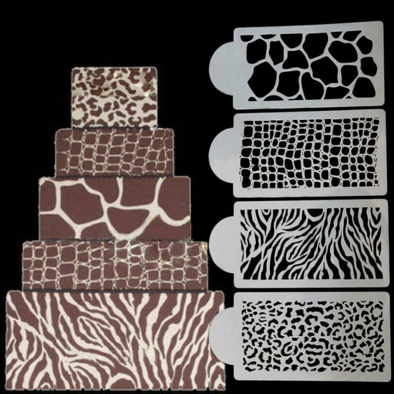 4 Pcs Cake Stencils Cake Decorating Stencils Mold Plastic Spray Templates P3U7