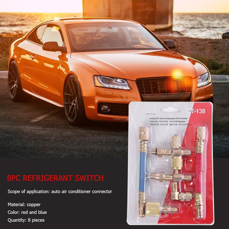 Car A/C Air Conditioning Refrigeration Connector Adapter Hoses R134A R12 Newly