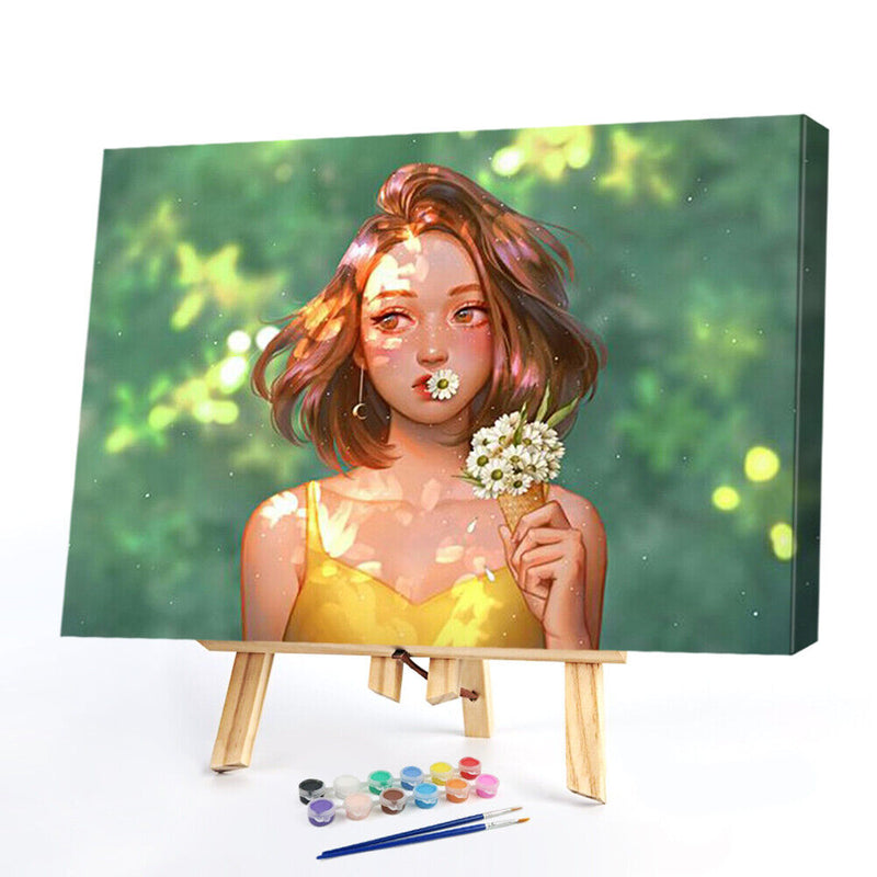 Cloud Girl Colouring Oil Canvas Picture DIY Hand Painted Paint By Numbers Kit