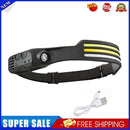 COB LED Sensor Headlight Flashlight USB Outdoor Camping Strong (D Yellow)